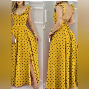 Jan - Chic Me Orange with Blue Polka Dots Medium